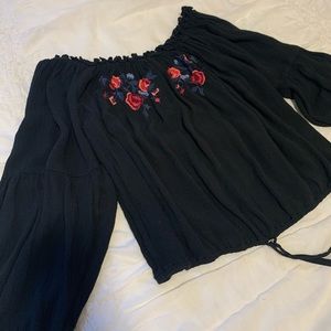 Hollister black long sleeve off the shoulder top